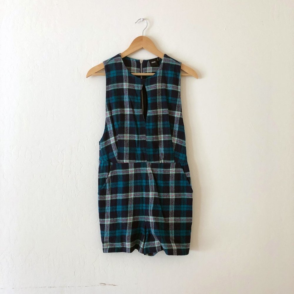 ASOS Sleeveless Plaid Flannel Romper US 2